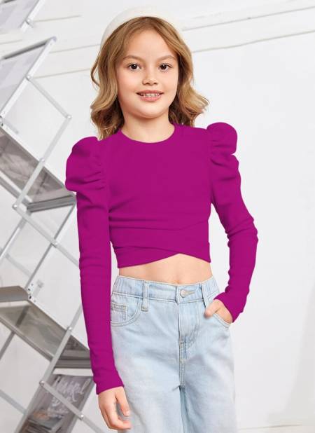 Purple Colour Eanna New Latest Fancy Kids Lycra Top Collection 4 Eanna
